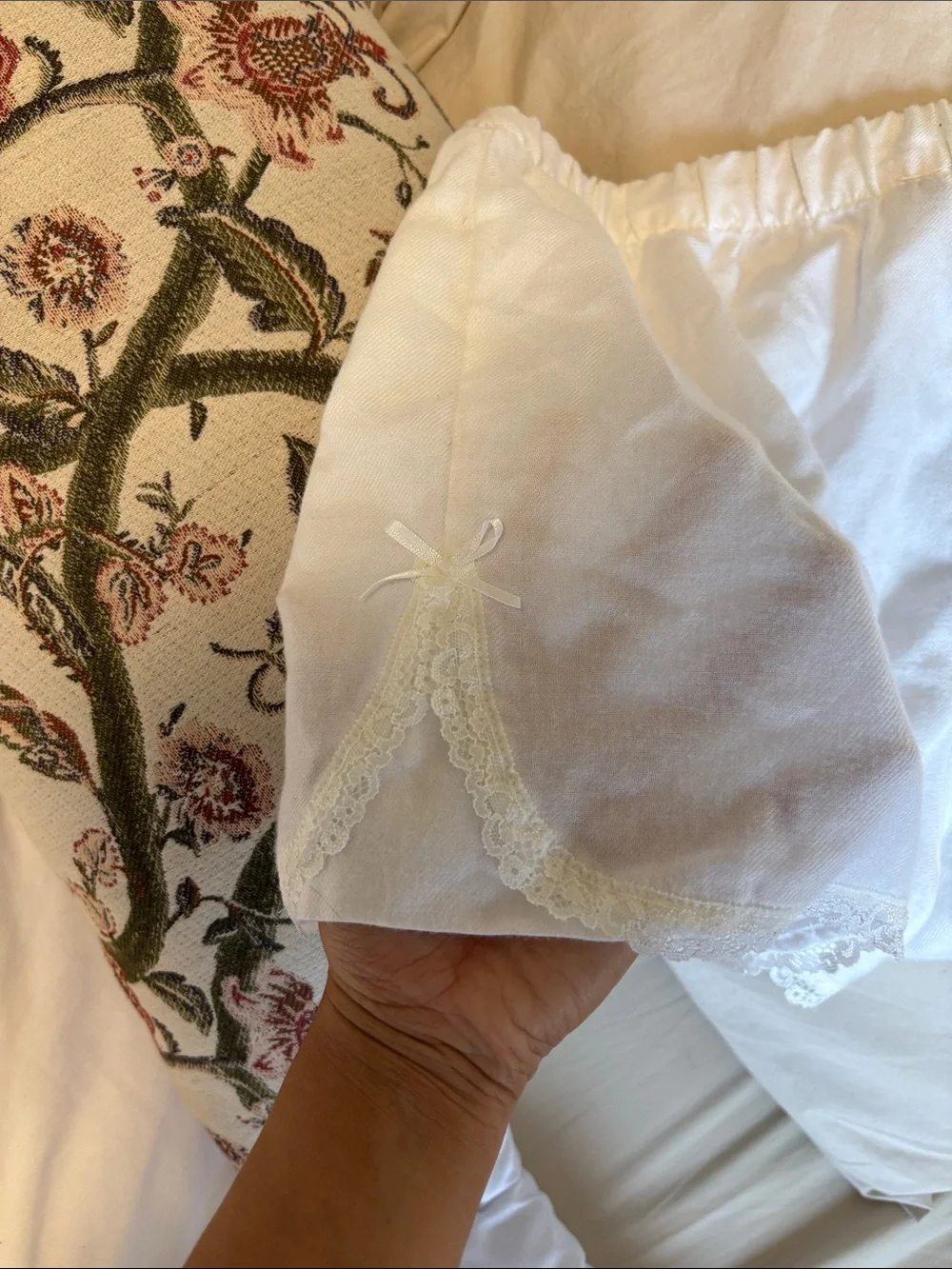 Women's White Lace-Trim Sleep Shorts